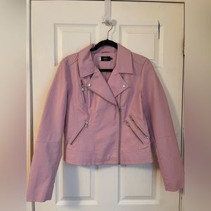Pink Faux Leather Blazer/Coat
